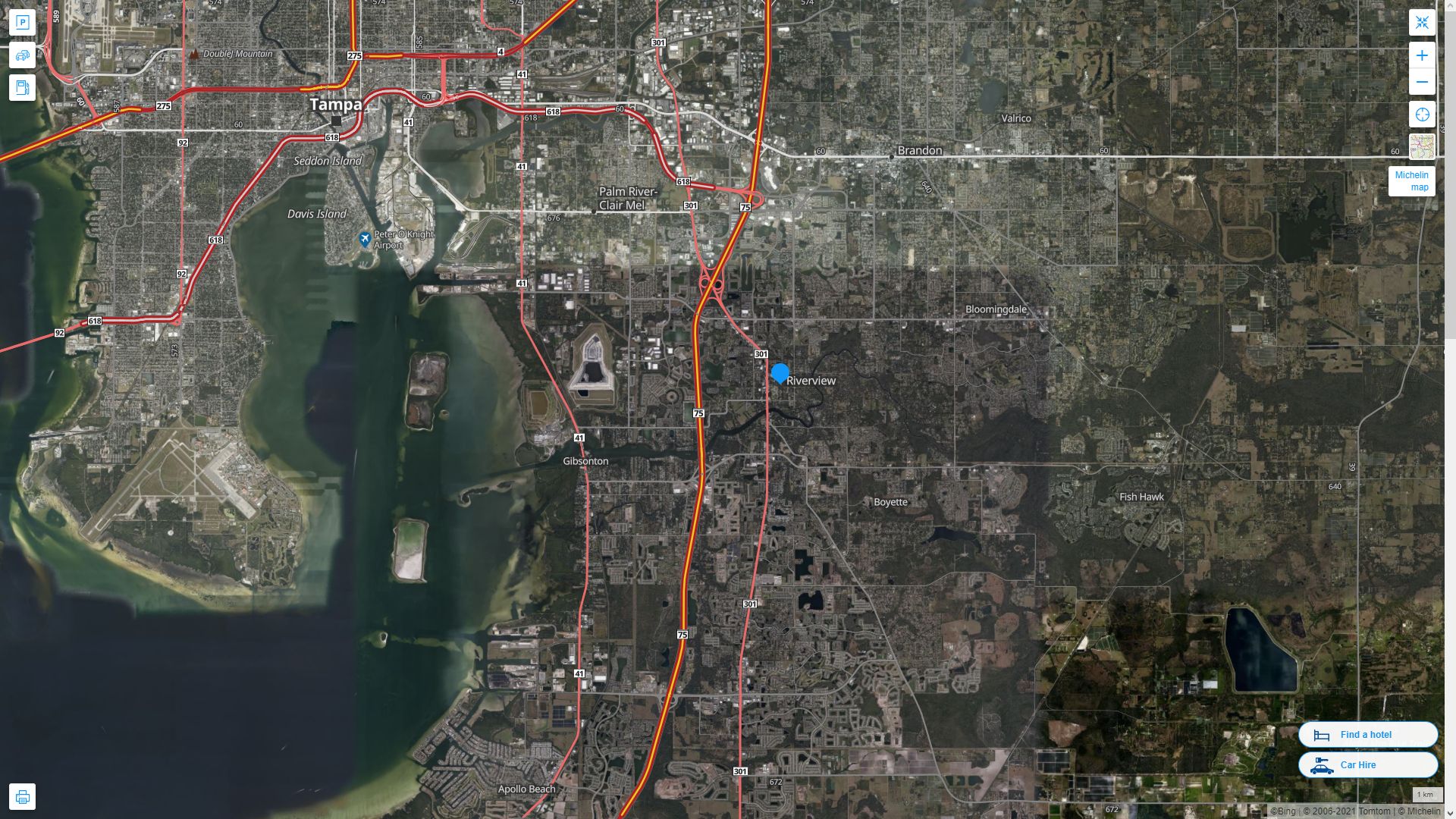 Riverview Florida Highway and Road Map with Satellite View